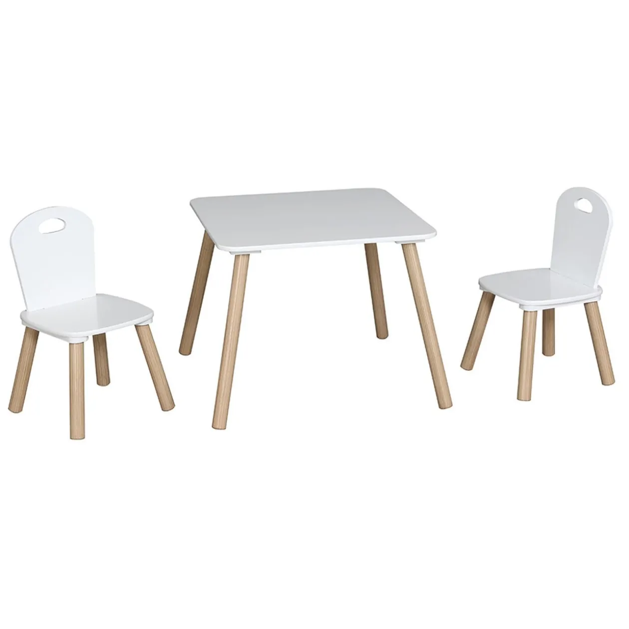 Table pour enfant mdf+pin Sven blanc naturel