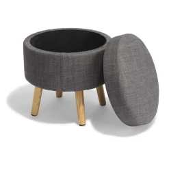 Tabouret avec coffre intégré Joseph gris anthracite