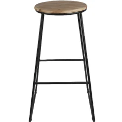 Tabouret de bar assise bois et pied métal 42x42xH70,5cm