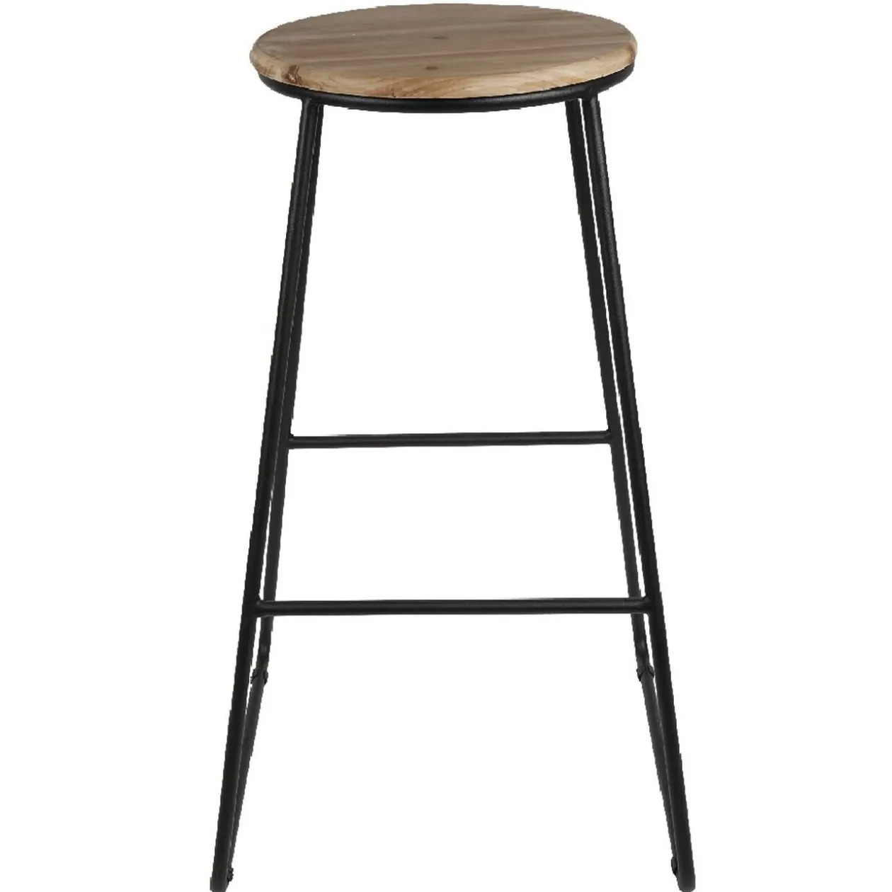 Tabouret de bar assise bois et pied métal 42x42xH70,5cm
