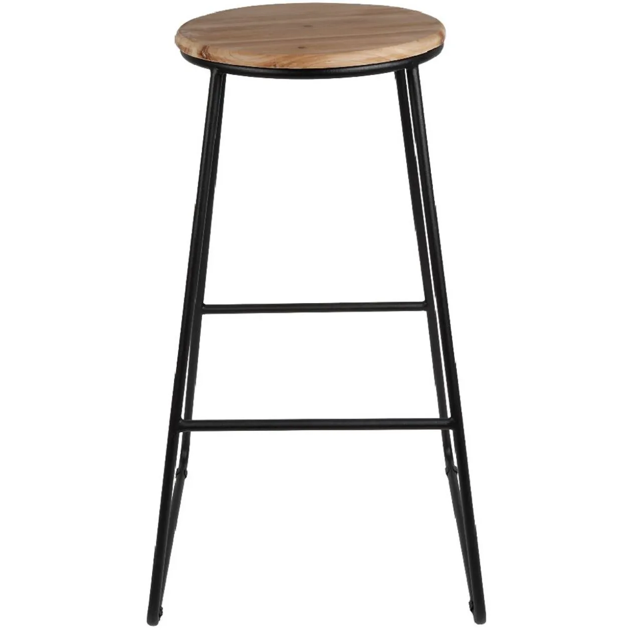Tabouret de bar assise en pin et pied métal 42x42xH70,5cm