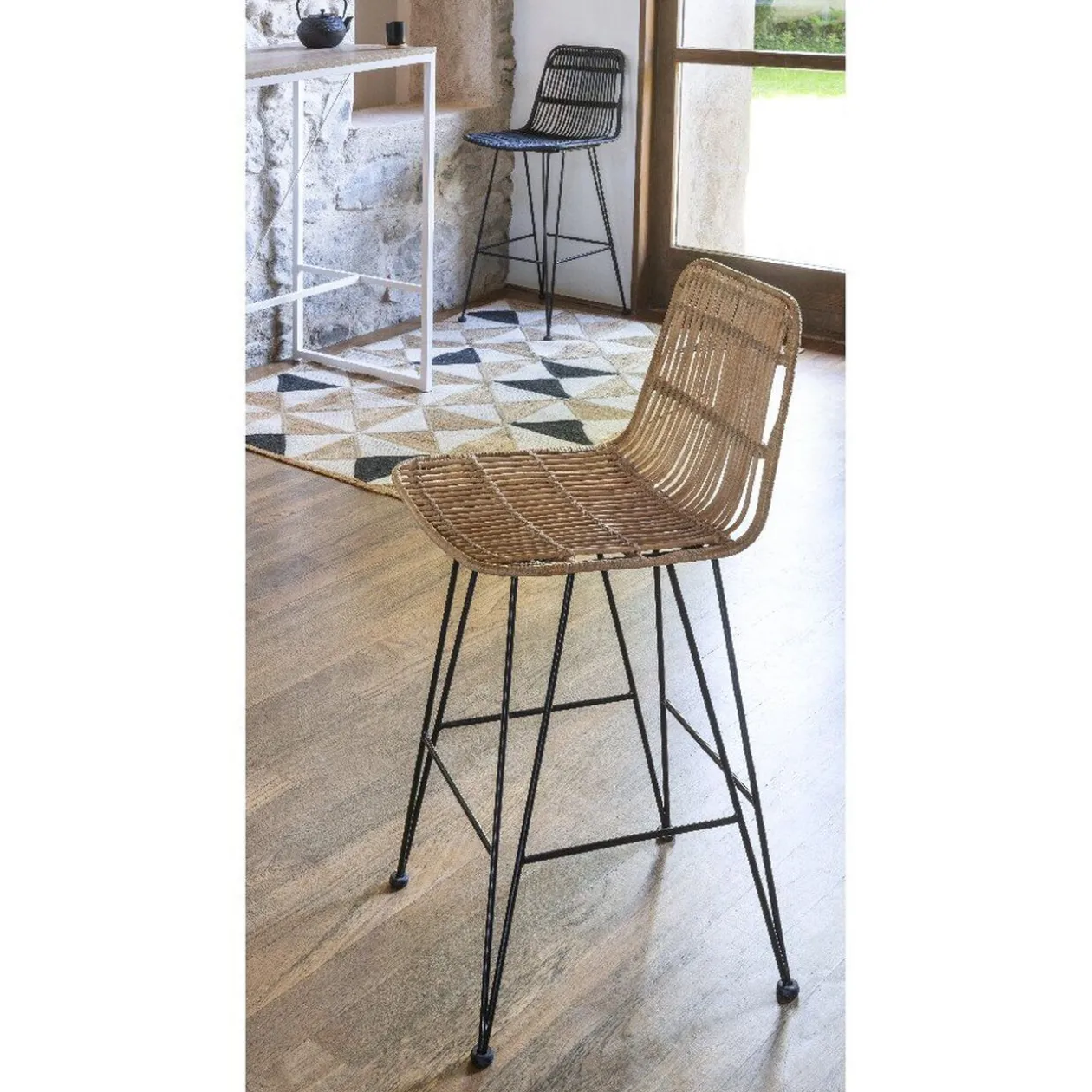 Tabouret de bar Banyan noir x2