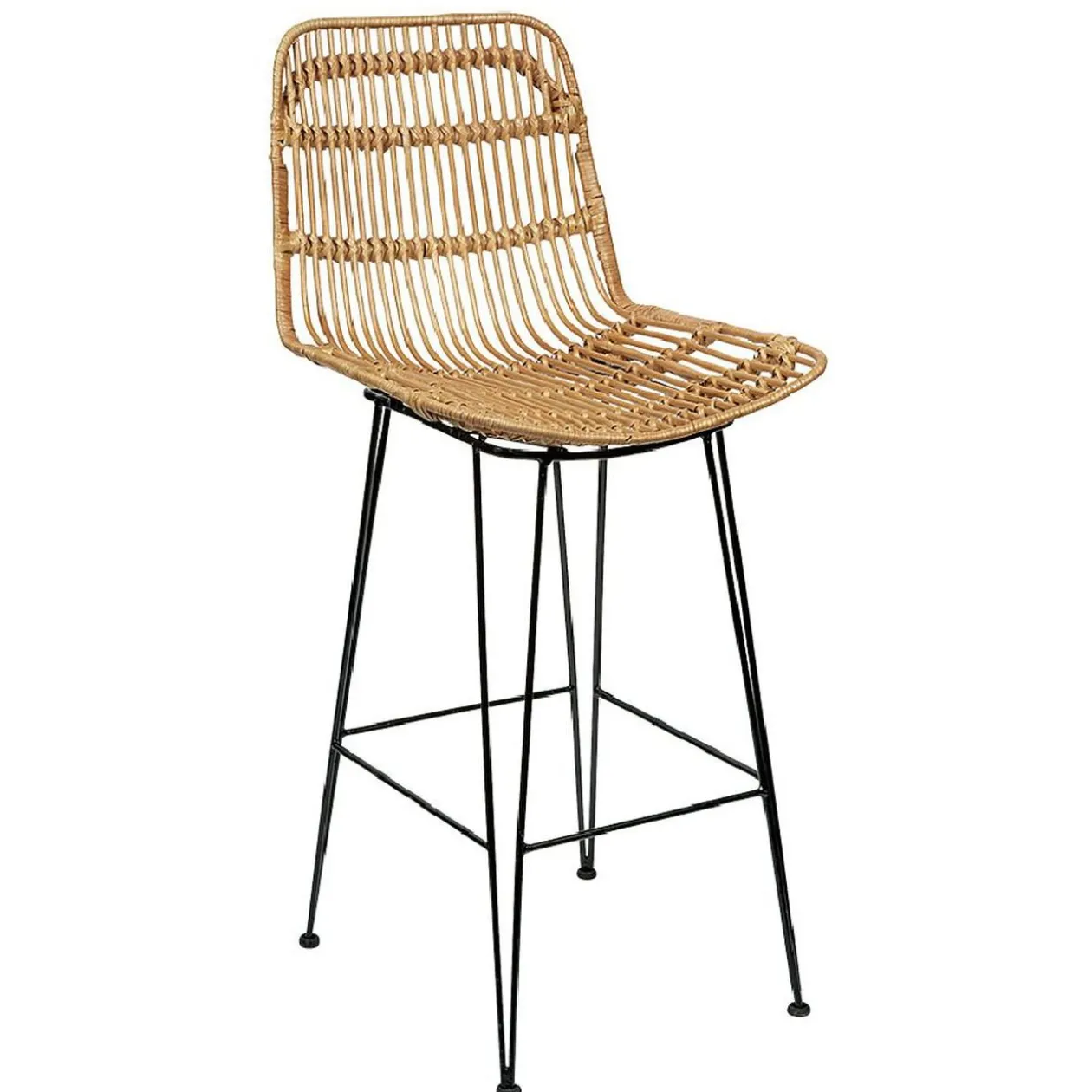 Tabouret de bar Banyan rotin pieds métal x2