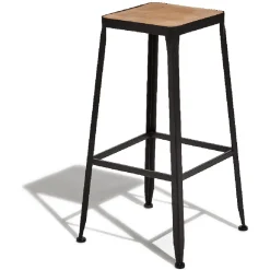 Tabouret de bar Chicago noir et bois x2