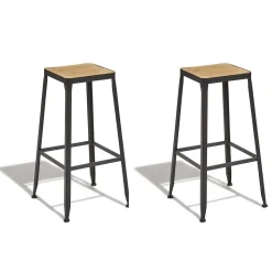 Tabouret de bar Chicago noir et bois x2