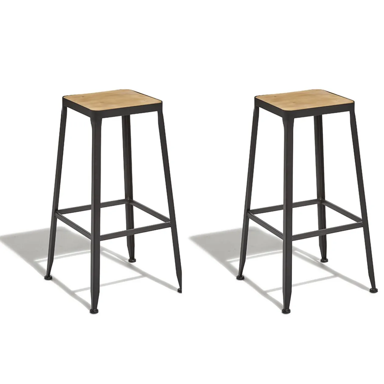 Tabouret de bar Chicago noir et bois x2