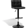 Tabouret de bar King rotatif noir couture blanche