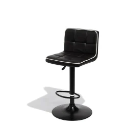 Tabouret de bar King rotatif noir couture blanche
