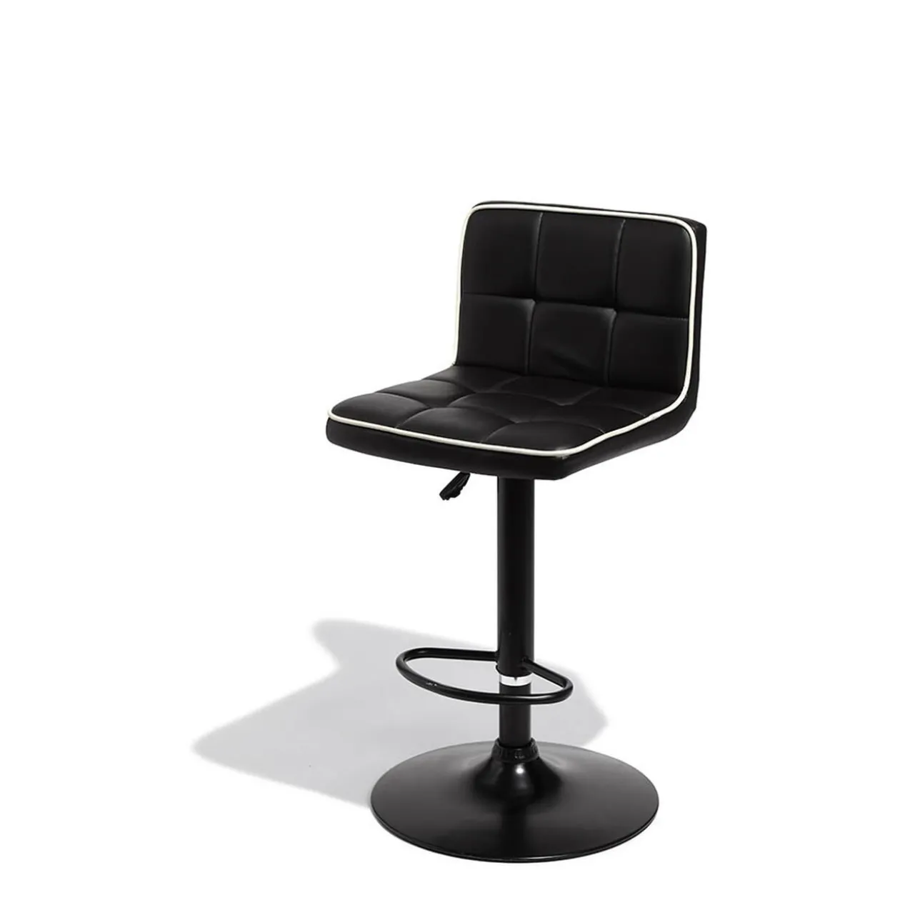 Tabouret de bar King rotatif noir couture blanche