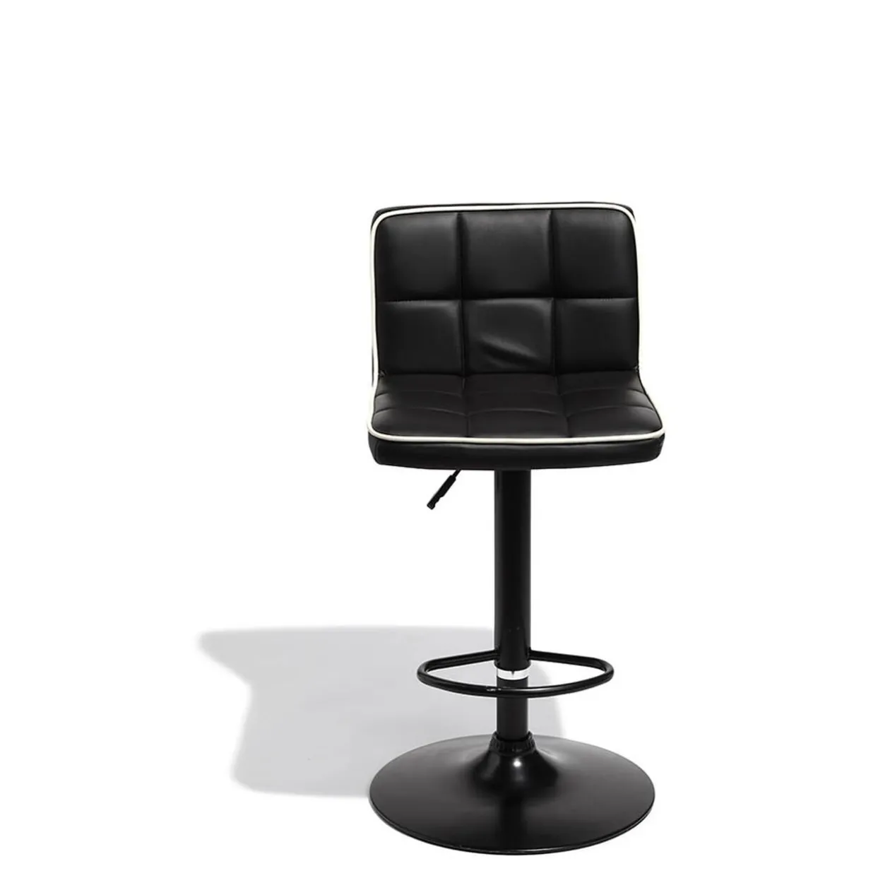 Tabouret de bar King rotatif noir couture blanche