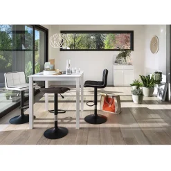 Tabouret de bar King rotatif noir couture blanche