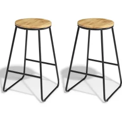 Tabouret de bar Othé noir et bois clair x2