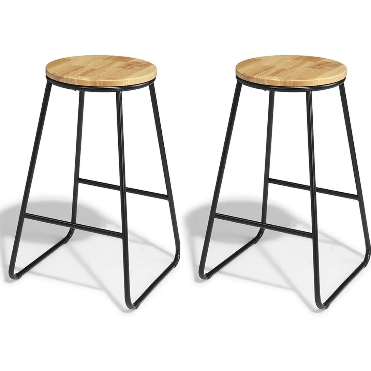 Tabouret de bar Othé noir et bois clair x2