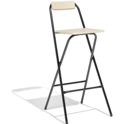 Tabouret de bar pliable en bois Rodin noir et naturel 60x60xH79cm