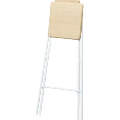 Tabouret de bar RODIN pliable métal blanc et bois 46,5x48,5xH98cm