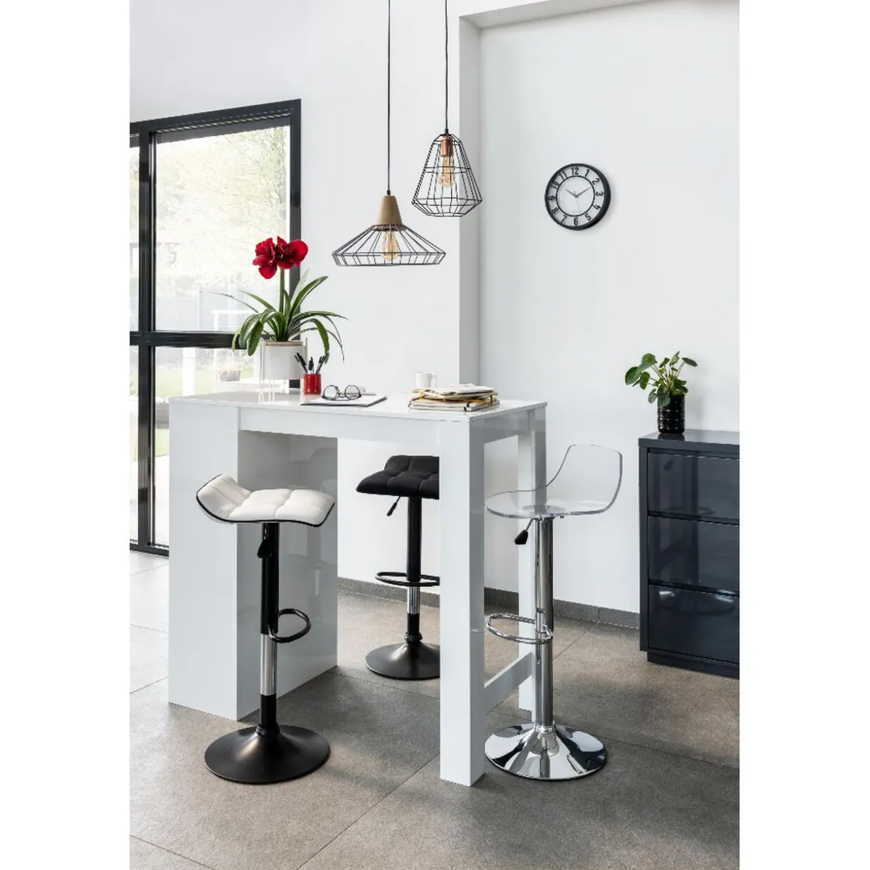 Tabouret de bar rotatif 360° Majestik noir