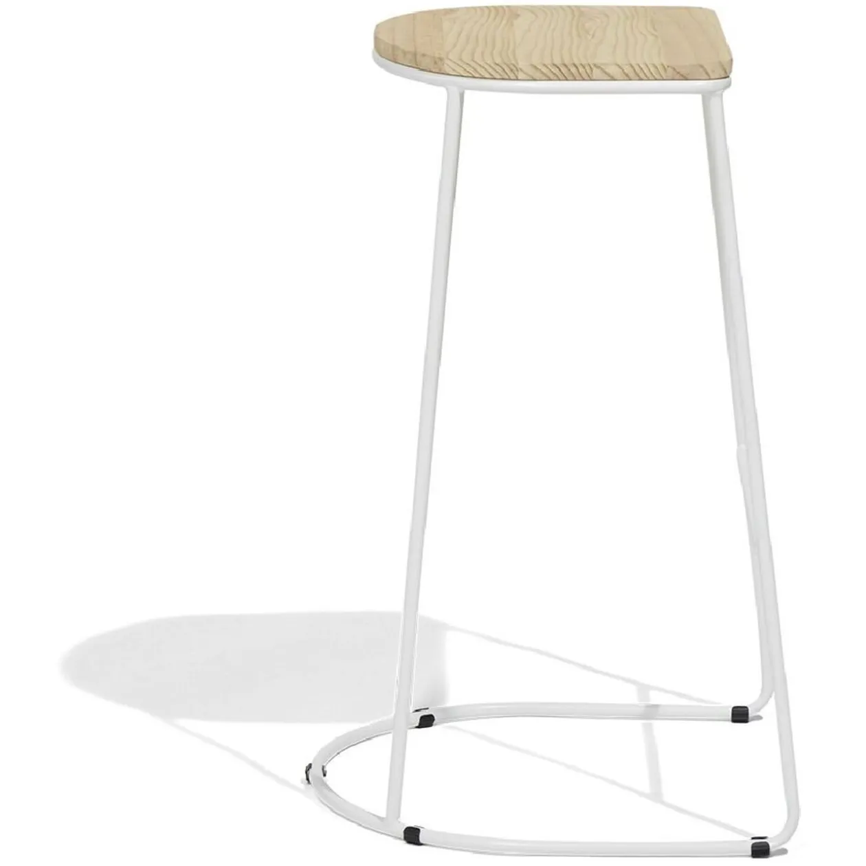Tabouret de bar 32xH69,5x32cm pin et métal blanc