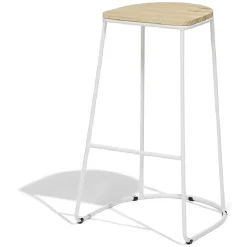 Tabouret de bar 32xH69,5x32cm pin et métal blanc