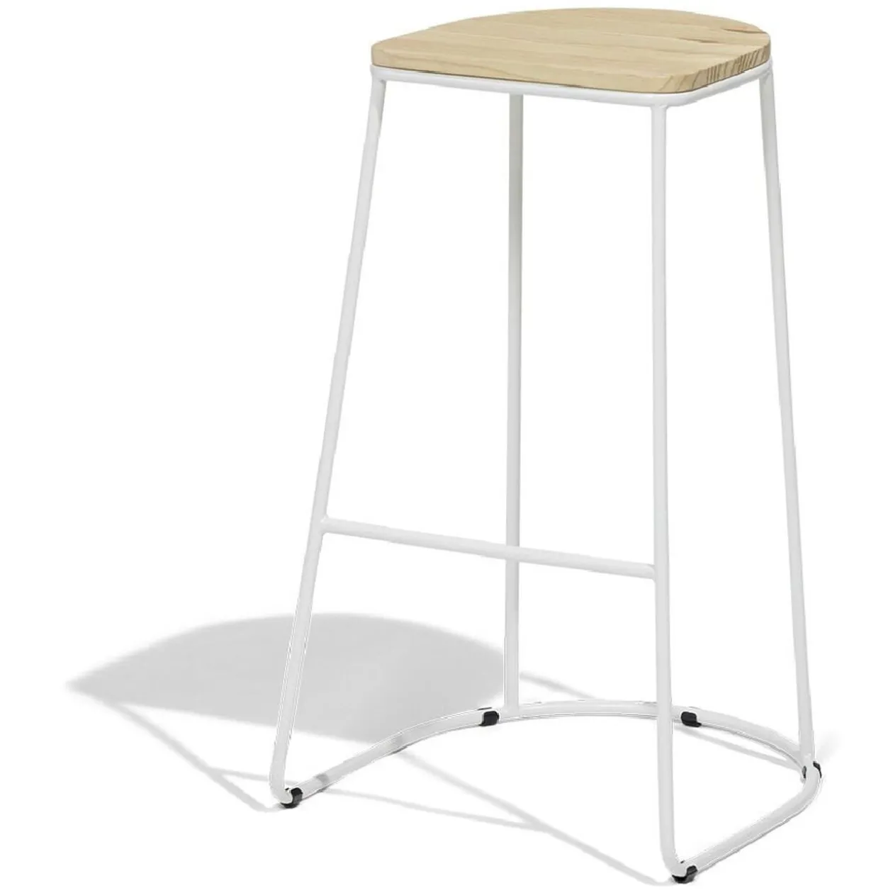 Tabouret de bar 32xH69,5x32cm pin et métal blanc