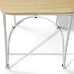 Tabouret de bar 32xH69,5x32cm pin et métal blanc