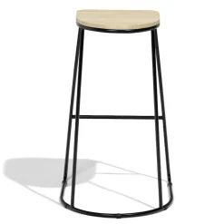 Tabouret de bar 32xH69,5x32cm pin et métal noir
