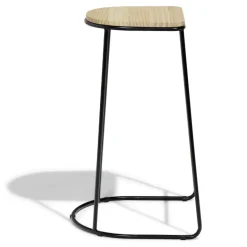 Tabouret de bar 32xH69,5x32cm pin et métal noir