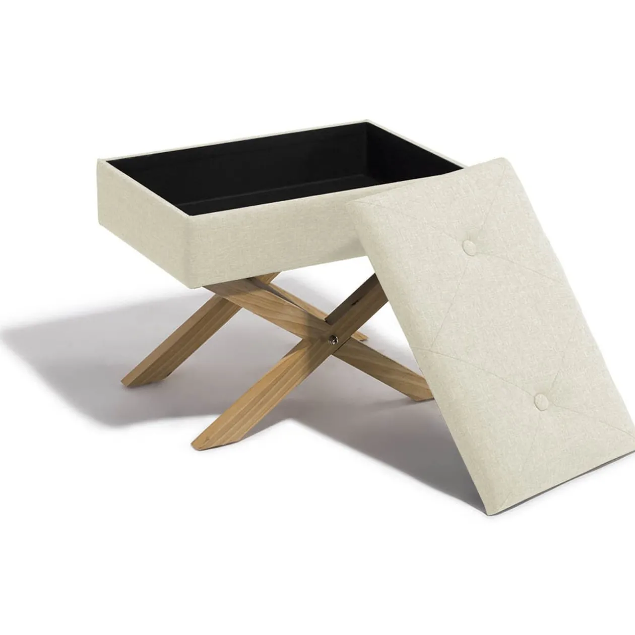Tabouret Jules taupe avec coffre intégré