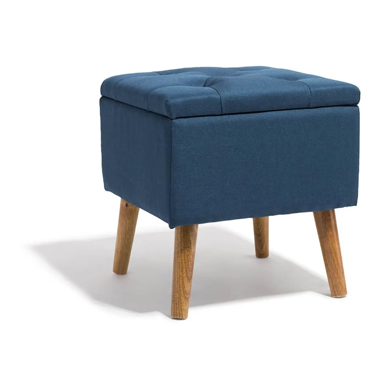 Tabouret Marius bleu nuit avec coffre intégré