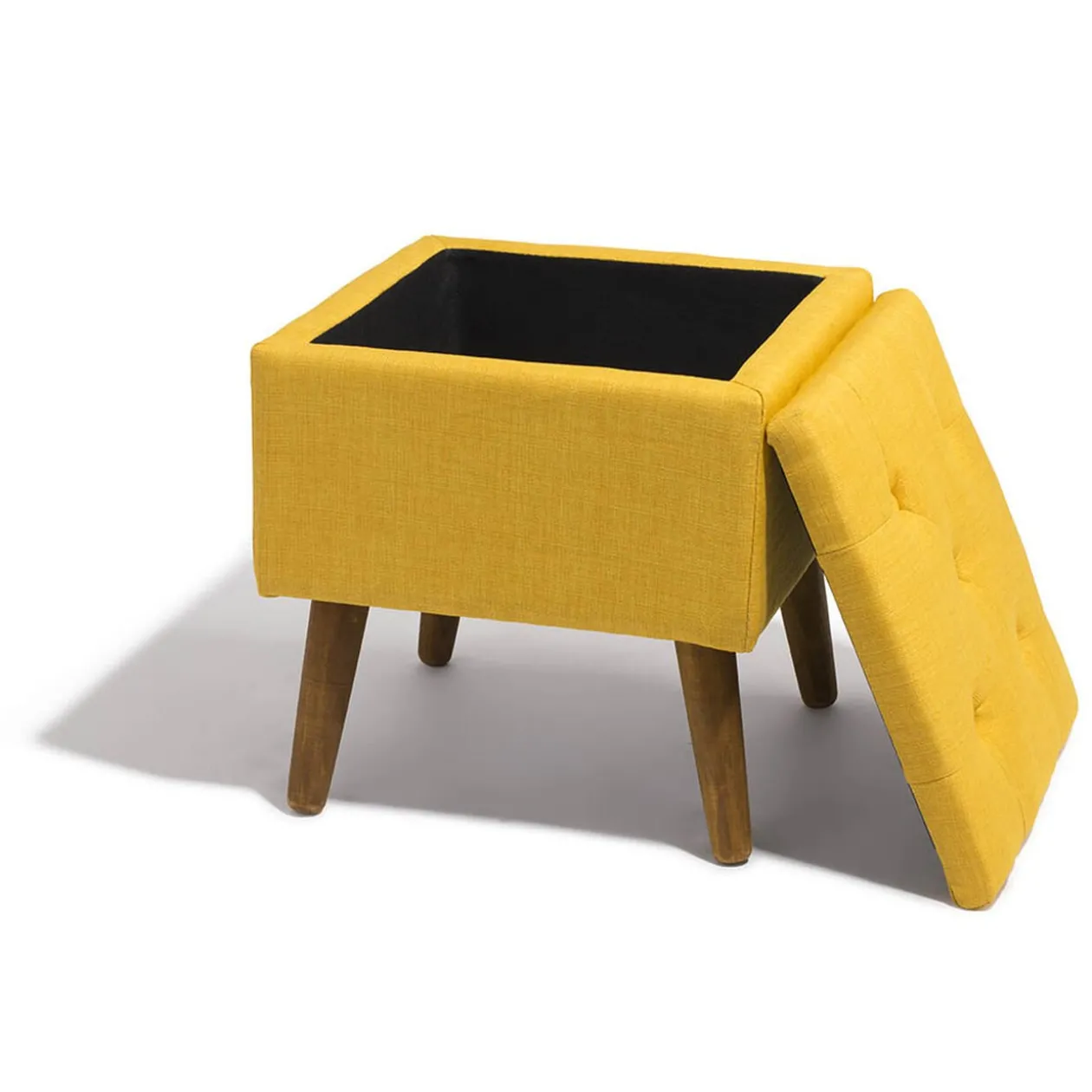 Tabouret Marius jaune moutarde avec coffre intégré