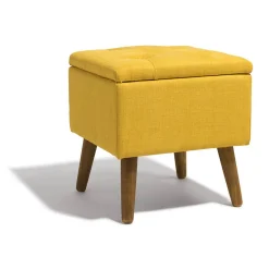 Tabouret Marius jaune moutarde avec coffre intégré