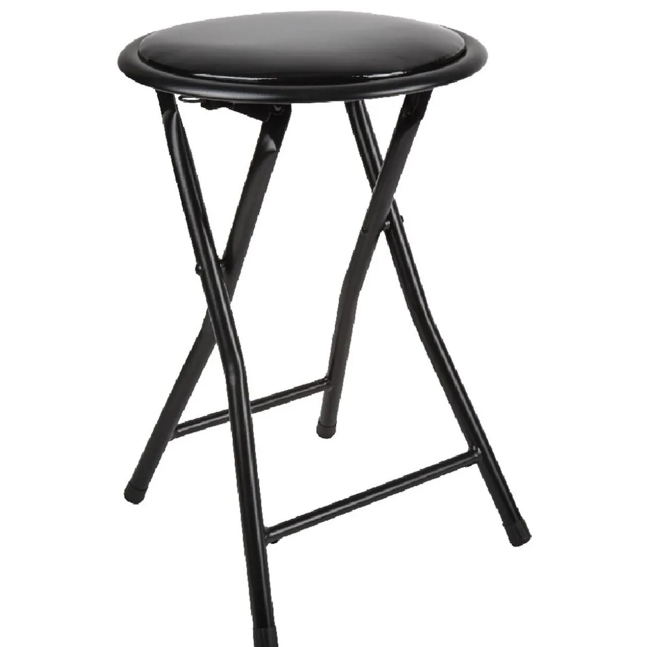 Tabouret pliant Aiden métal et pvc Noir L.30 x P.35 x H.45 cm