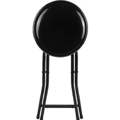 Tabouret pliant Aiden métal et pvc Noir L.30 x P.35 x H.45 cm