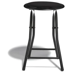 Tabouret pliant Aiden métal et pvc Noir L.30 x P.35 x H.45 cm