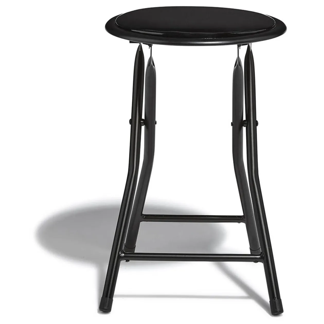 Tabouret pliant Aiden métal et pvc Noir L.30 x P.35 x H.45 cm