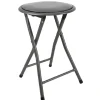 Tabouret pliant Aiden métal et pvc Gris L.30 x P.35 x H.45 cm
