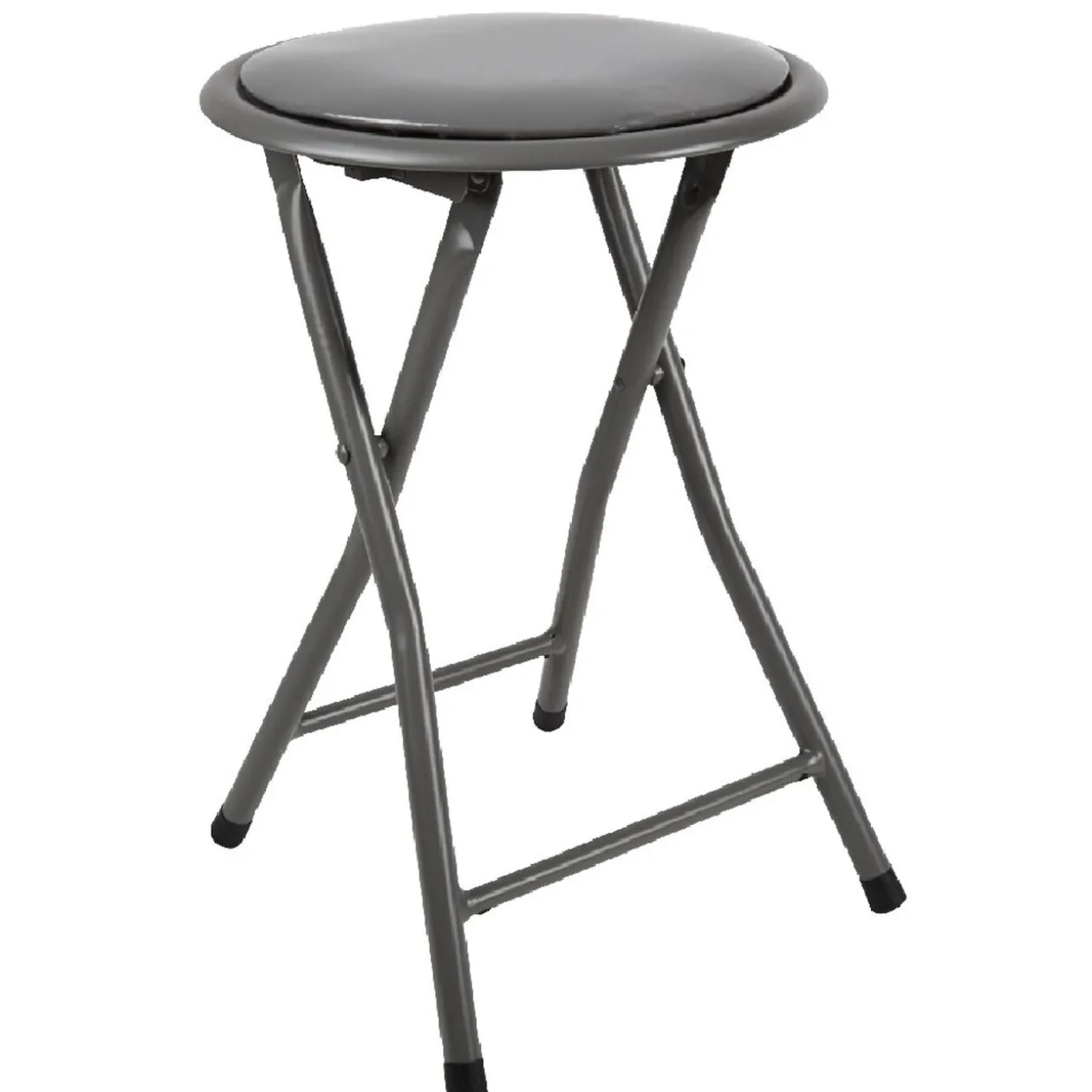 Tabouret pliant Aiden métal et pvc Gris L.30 x P.35 x H.45 cm