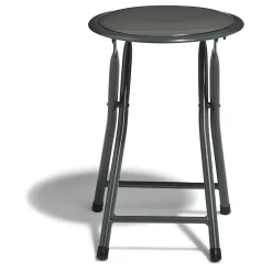 Tabouret pliant Aiden métal et pvc Gris L.30 x P.35 x H.45 cm