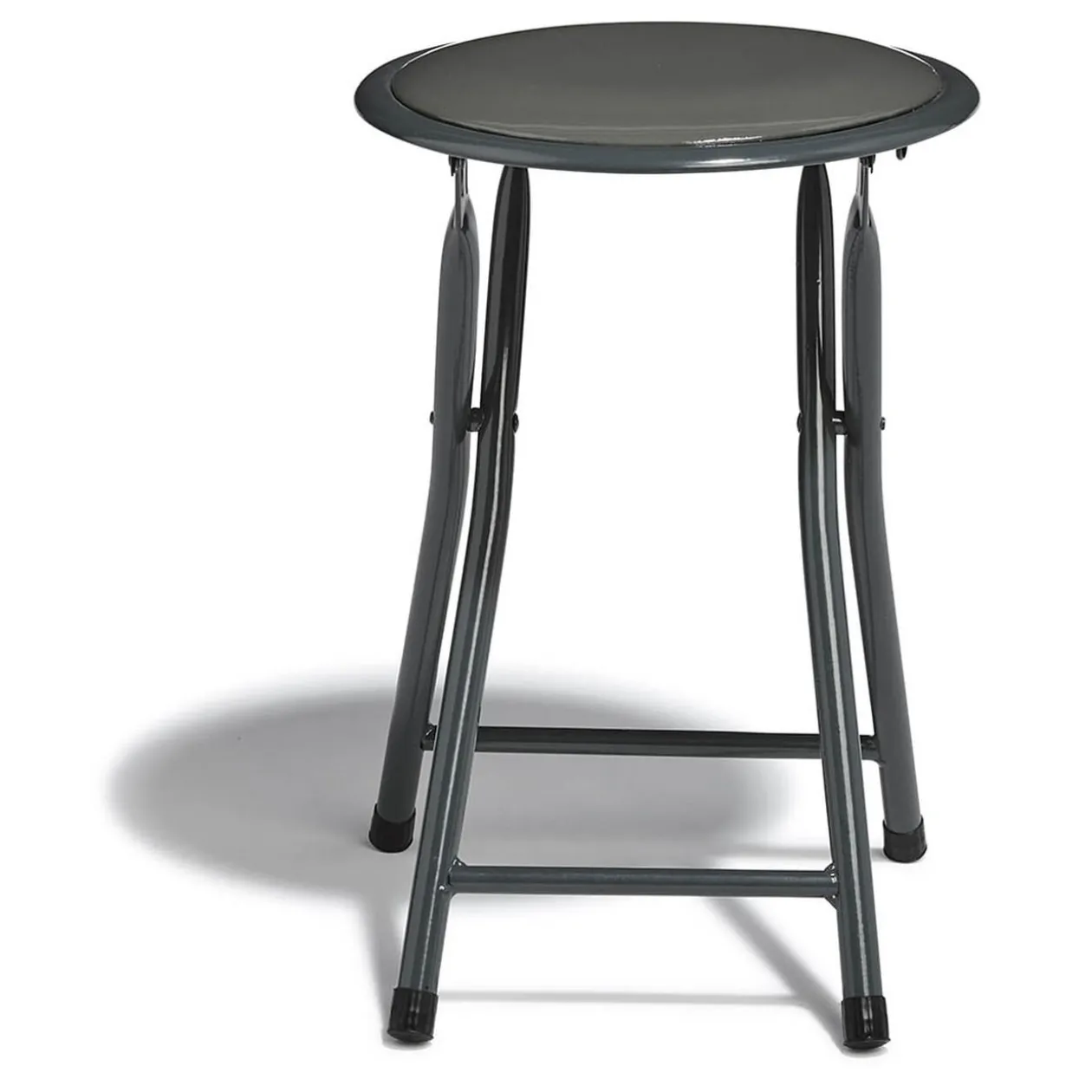 Tabouret pliant Aiden métal et pvc Gris L.30 x P.35 x H.45 cm