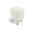 Tabouret pouf Enora Blanc pieds naturel Ø30 x H.38 cm