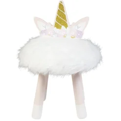 Tabouret pour enfant Licorne rose et blanc