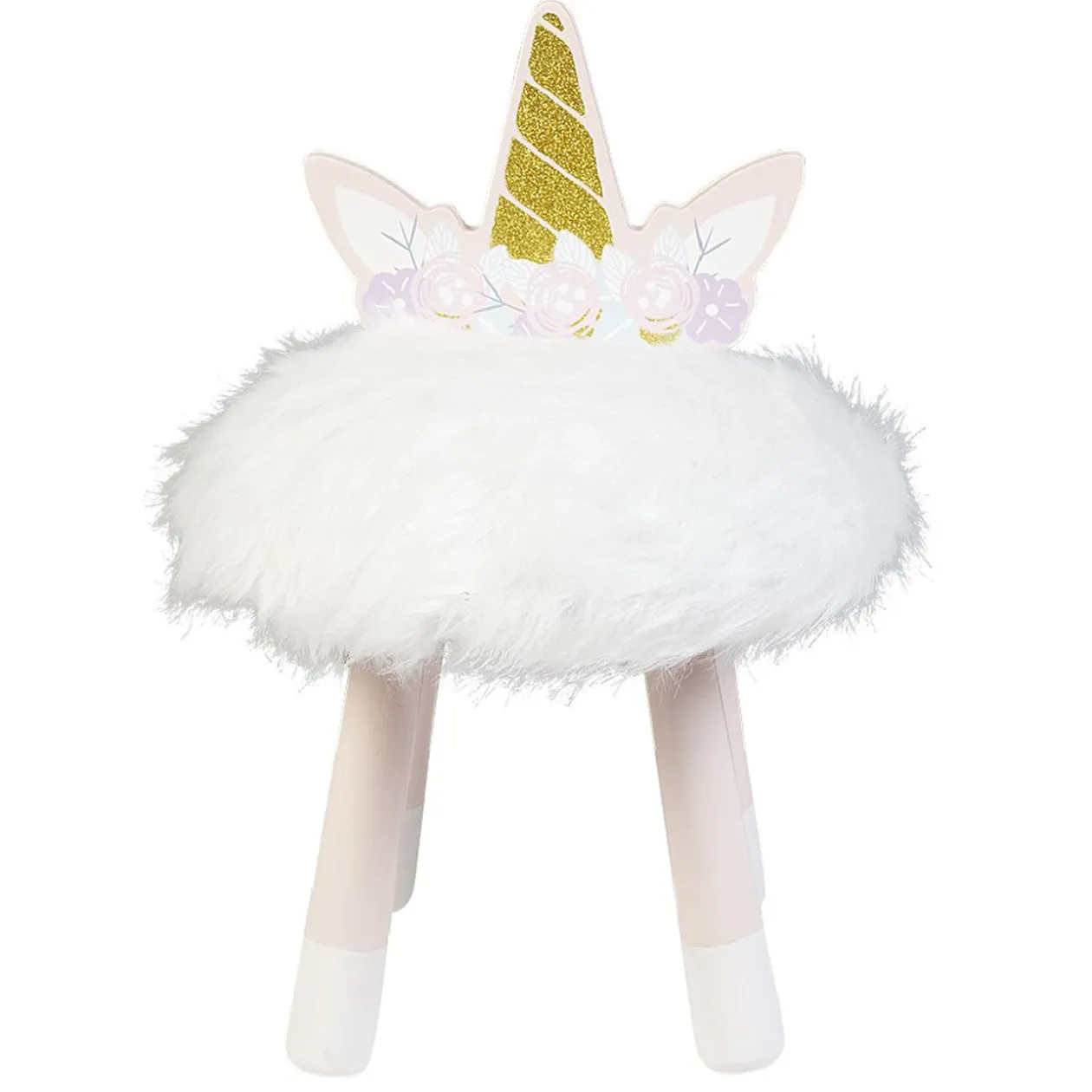 Tabouret pour enfant Licorne rose et blanc