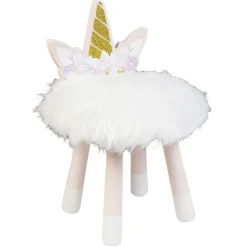 Tabouret pour enfant Licorne rose et blanc