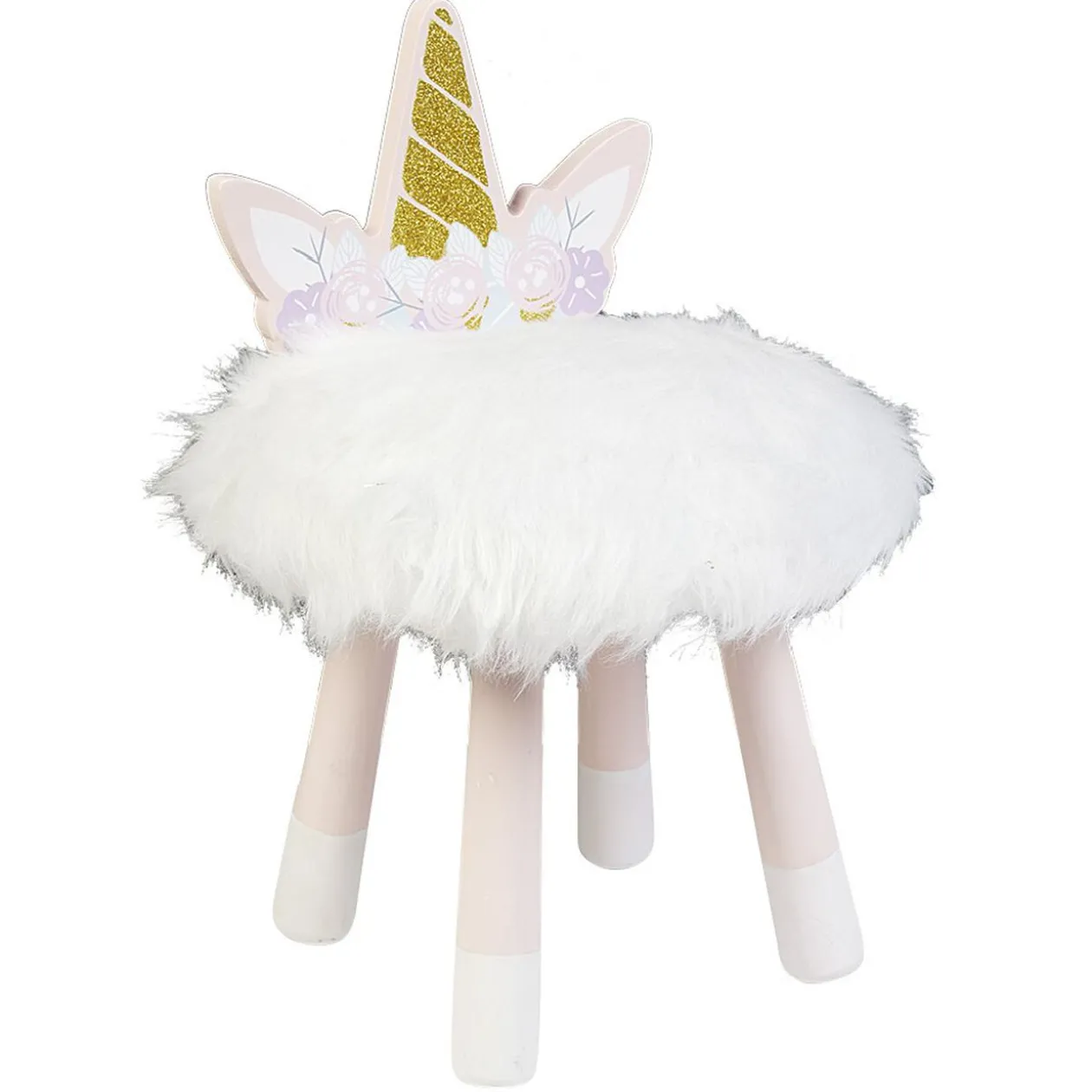 Tabouret pour enfant Licorne rose et blanc