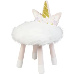 Tabouret pour enfant Licorne rose et blanc