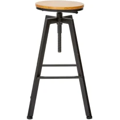 Tabouret rotatif mdf et métal noir naturel
