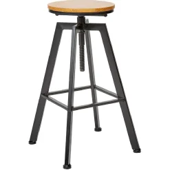 Tabouret rotatif mdf et métal noir naturel