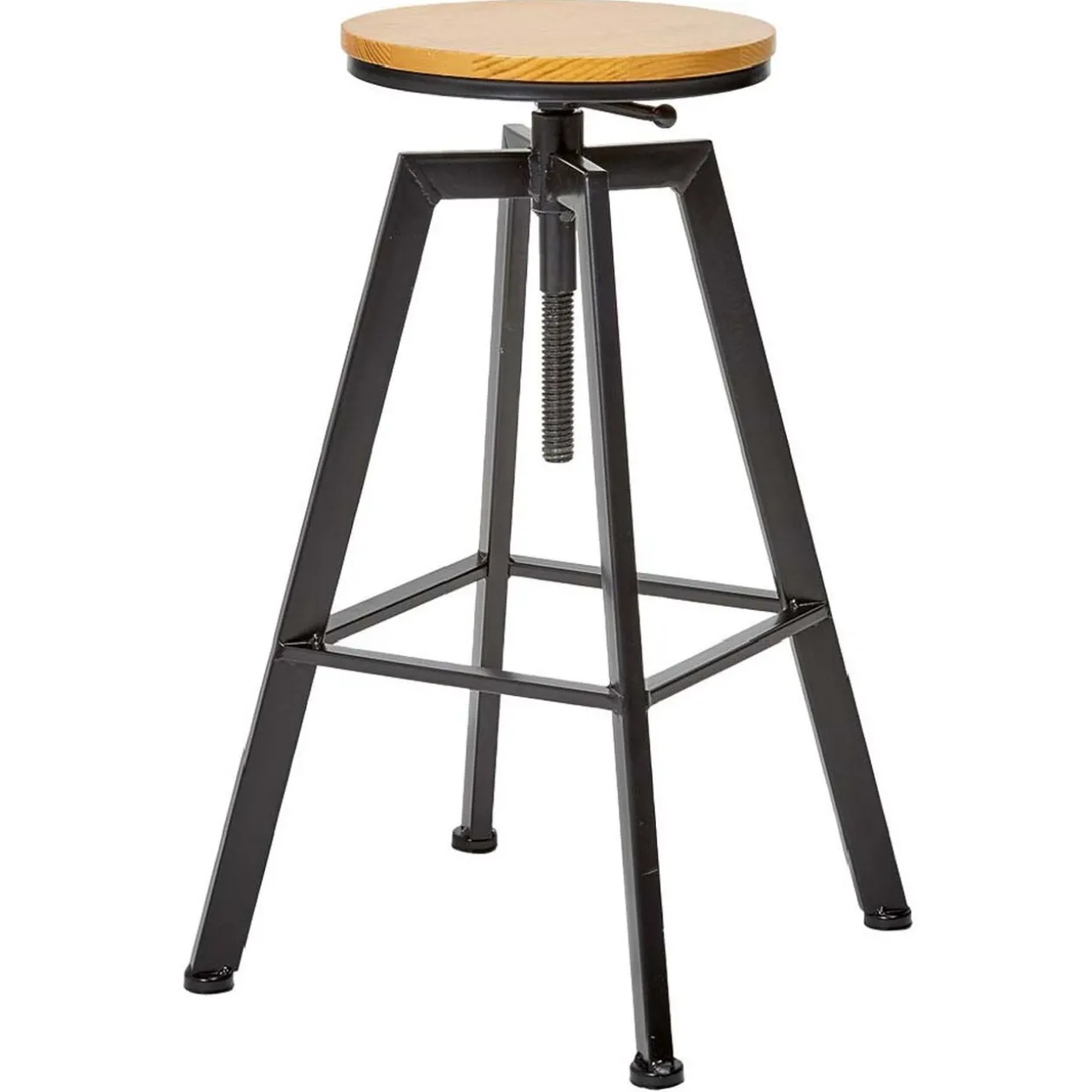 Tabouret rotatif mdf et métal noir naturel