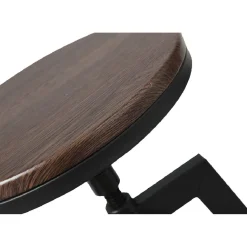Tabouret rotatif rond industriel bois foncé et métal