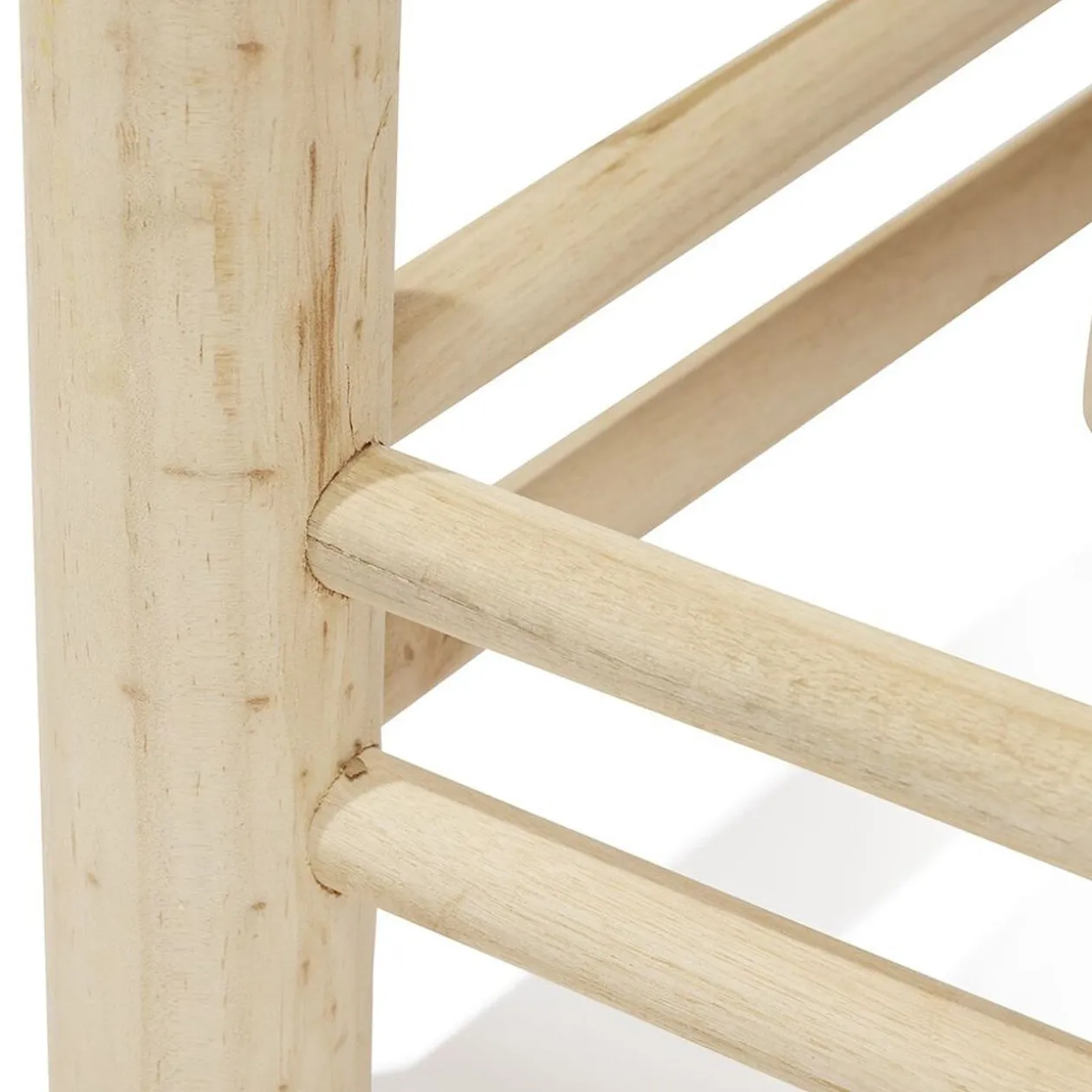 Tabouret Zélie bois et coton effet macramé - L35xP35xH35 cm