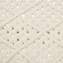 Tabouret Zélie bois et coton effet macramé - L35xP35xH35 cm